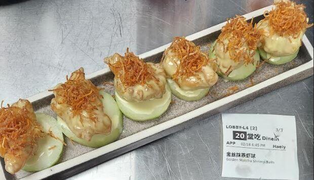 Golden Matcha Shrimp Balls
